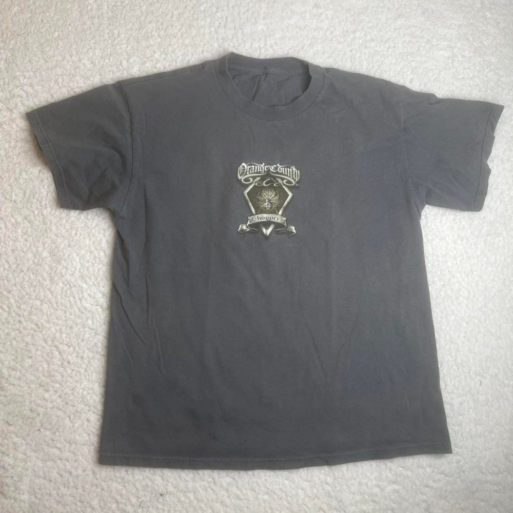 Vintage Orange County choppers men's grey biker tshirt‎ 90s flames L